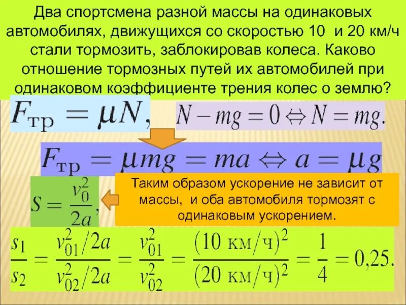 Какова начальная скорость автомобиля. Два спортсмена разной массы на одинаковых автомобилях. Автомобиль движется со скоростью 10. Два спортсмена. Тормозной путь автомобиля движущегося со скоростью 20 км/ч.