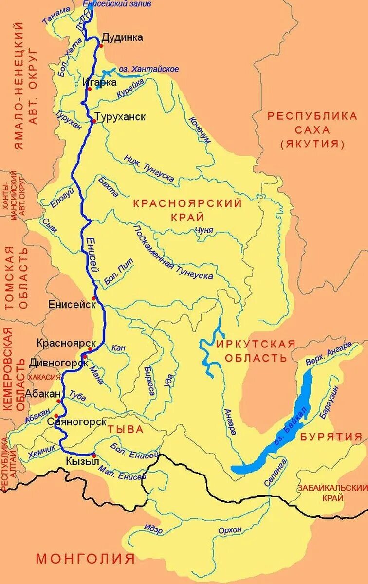 Приток енисея 2. Река Енисей на карте Красноярского края. Исток реки Енисей на карте. Бассейн реки Енисей на карте.