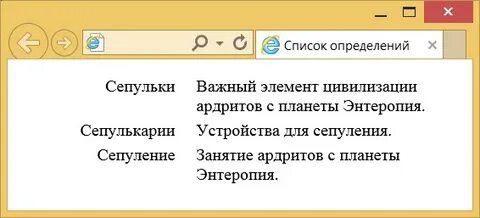 Описание список серий