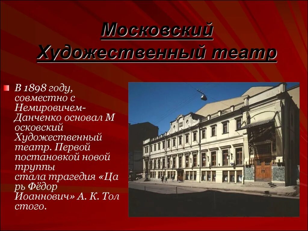 Создание мхт. Московский художественный театр 1898. Московский художественный театр МХТ 1898. Московский художественный театр 19 век.