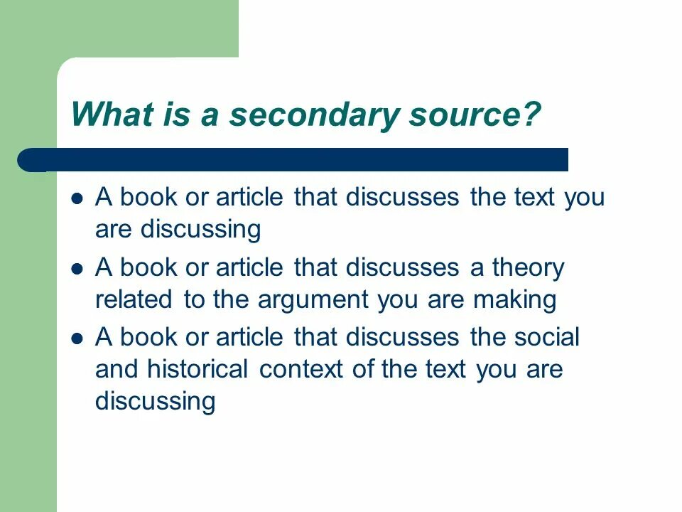 Secondary use. Secondary sources.
