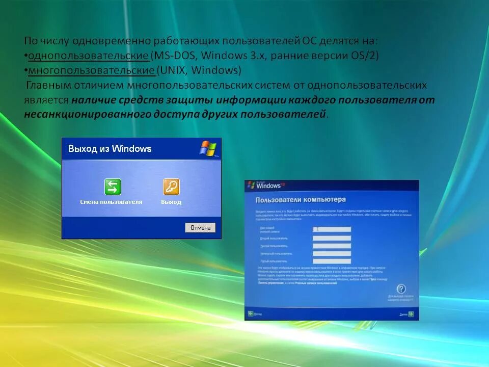 Операционная система. Операционная система виндовс. Дисковая Операционная система. Однопользовательские и Многопользовательские операционные системы.