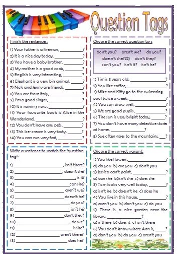 Question tags exercises. Вопросы в английском языке worksheet. tag questions в английском языке worksheets. tag questions задания. разделительные вопросы worksheets.