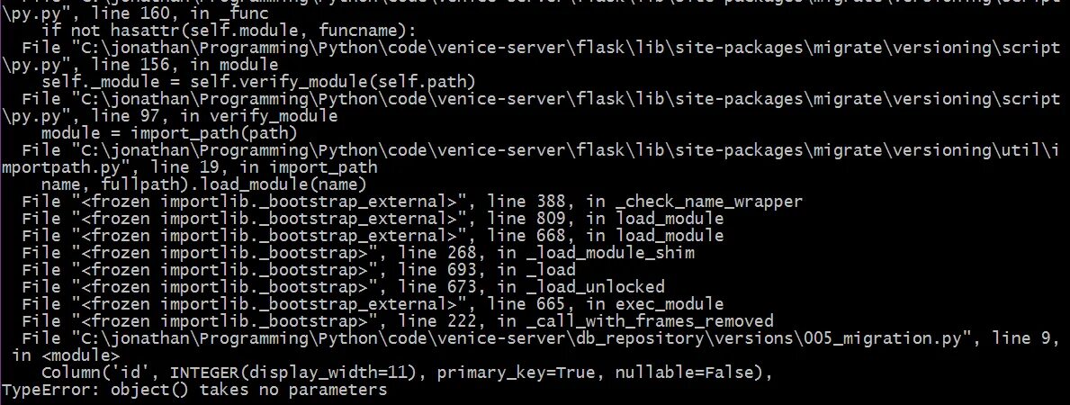 SQLALCHEMY миграции. SQLALCHEMY Python примеры. Object takes no parameters Python. Удалить столбец в питоне.