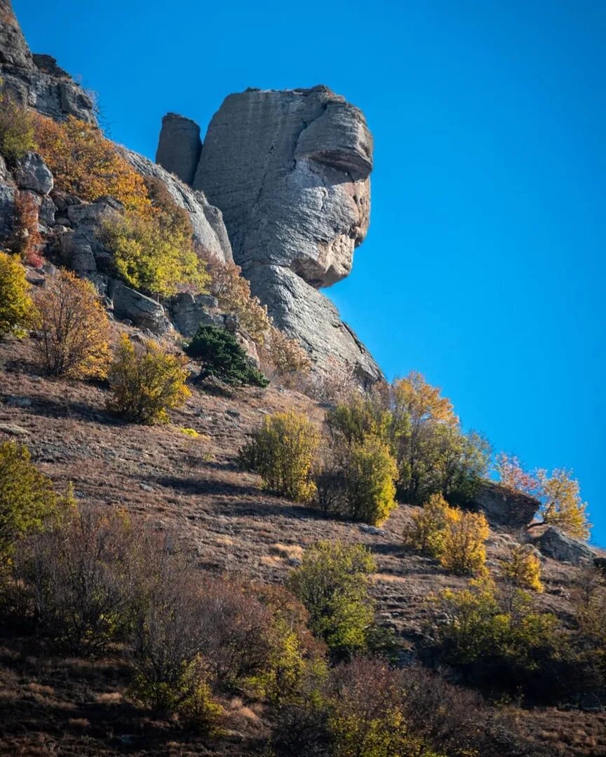 Крым Демерджи Долина привидений. Скалы Демерджи Алушта. Демерджи скала сфинкс. Скала в крыму голова