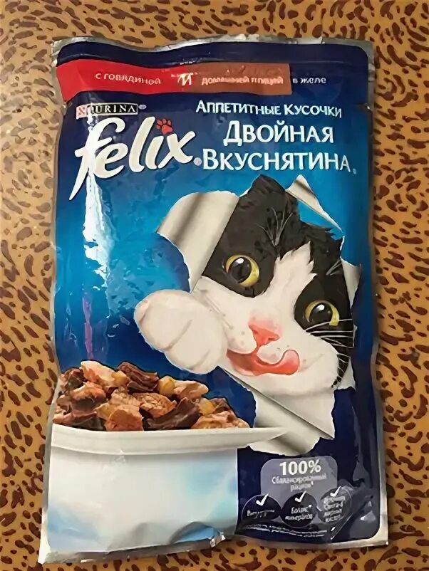 Кошачий корм Felix. Корм для кошек в пакетиках.