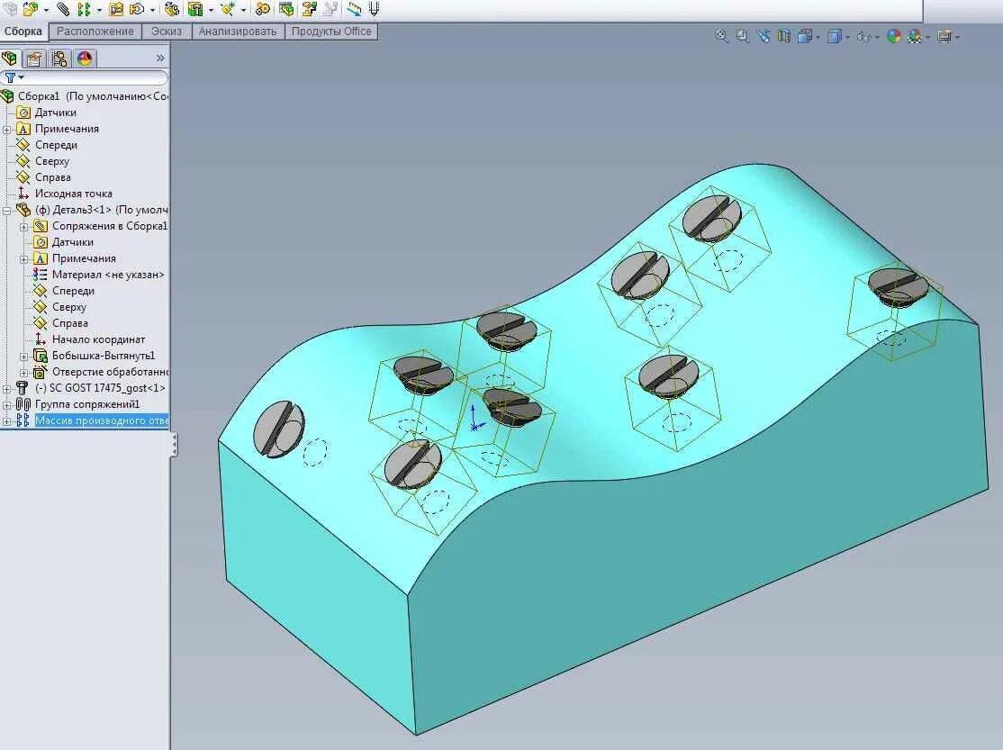 Массив по поверхности в солидворкс. Solidworks массив по поверхности. Солид Воркс поверхности. Массив отверстий компас 3д.