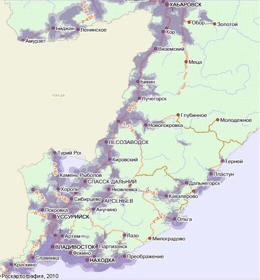 Хабаровск партизанск. Карта покрытия МЕГАФОН Приморский край. Приморский край зона покрытия МЕГАФОН. Лесозаводск Приморский край карта. Рязановка Приморский край на карте.