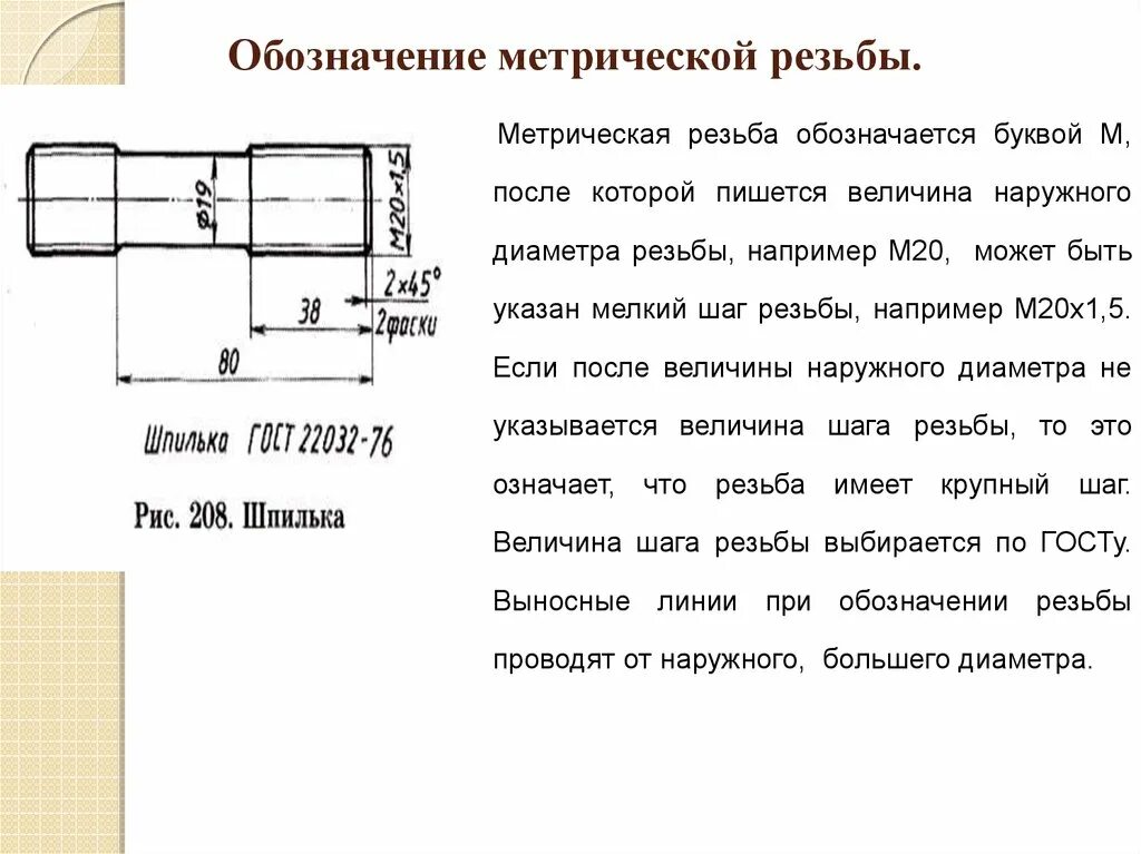 Обозначение крупного шага