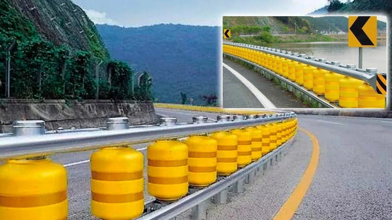 Отбойник видео. Eti Roller Barrier. Отбойник роликовый. Отбойник дорожный. Отбойник на трассе.