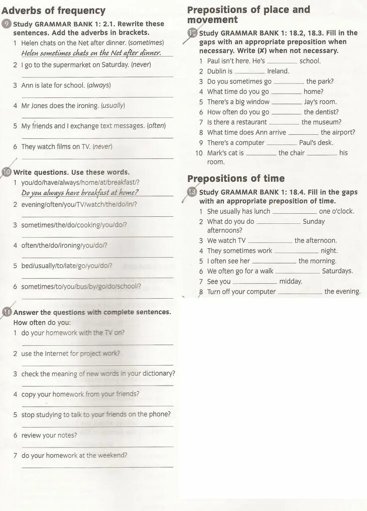 Fill in the appropriate prepositions. Adverbs of frequency exercise. adverbs of frequency exercises. adverbs of frequency place in the sentence. the place of adverbs of frequency.