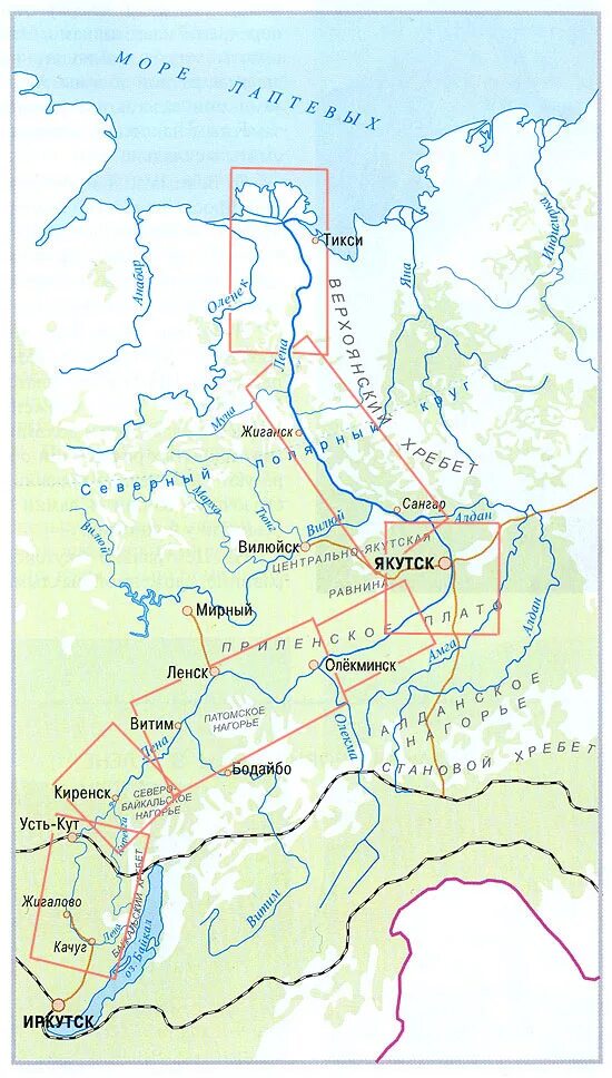 Река лена на карте россии