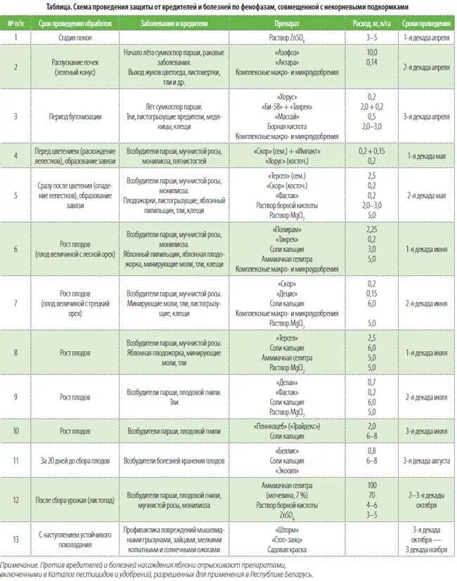 Расписание плодовое. Система защиты косточковых культур от вредителей и болезней. Схема опрыскивания сада весной. Таблица препаратов для обработки сада. Схемы обработки плодовых деревьев.