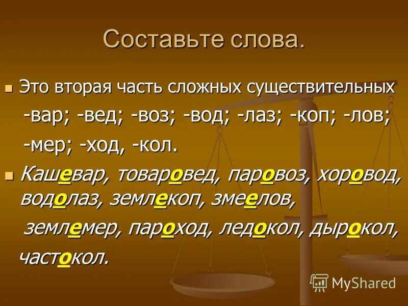 Слова существительные на тему