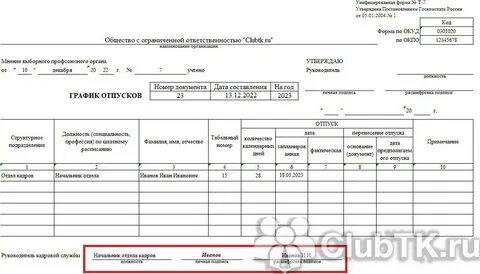 Отпуска в отделе