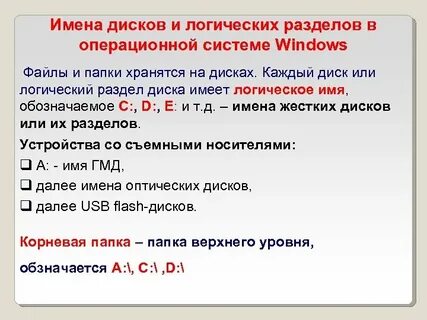 Как записывается имя диска