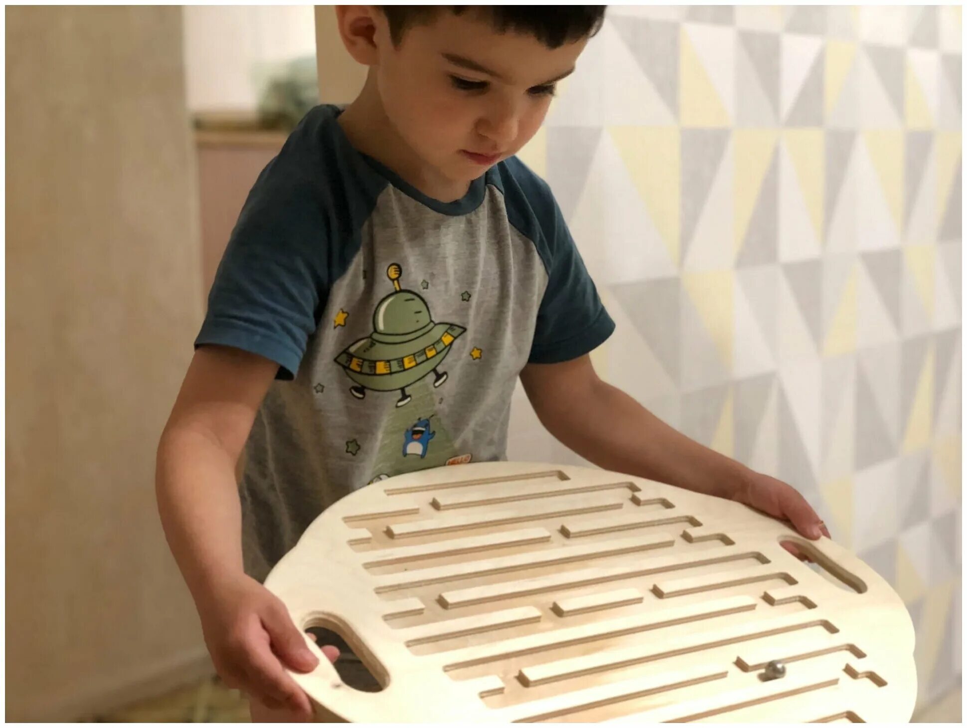 2910. Балансир лабиринт напольный. 01. Балансир дуга деревянный. Балансир для детей деревянный.