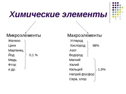 К группе макроэлементов относят