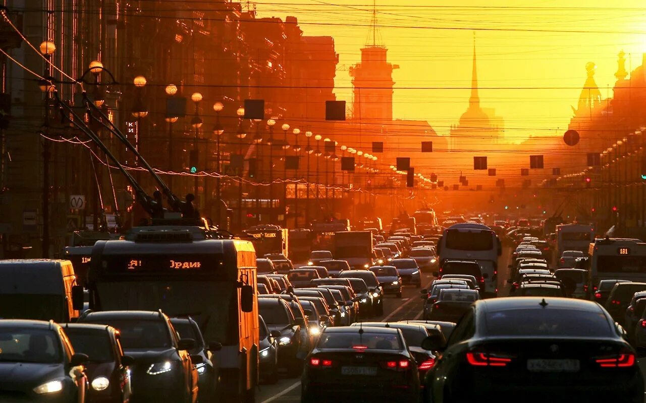 Звук большого города. Пробки в Санкт-Петербурге. Московские пробки.