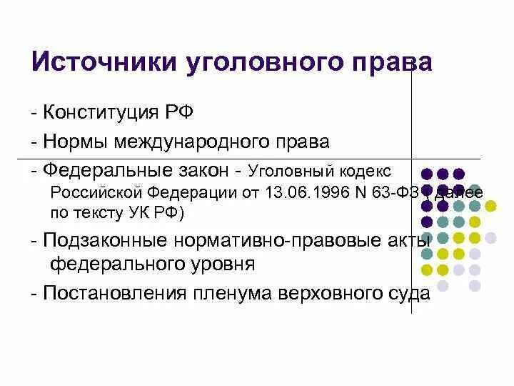 Уголовное право России источники. Ук рф источник