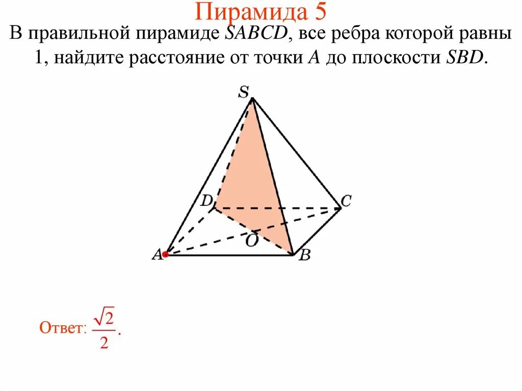 Все ребра равны 1. Правильная пирамида SABCD. В правильной пирамиде ребра равны. Расстояние от точки до плоскости в пирамиде. Ребра правильной пирамиды.