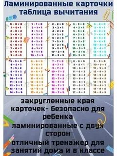 Тренажер таблицы вычитания