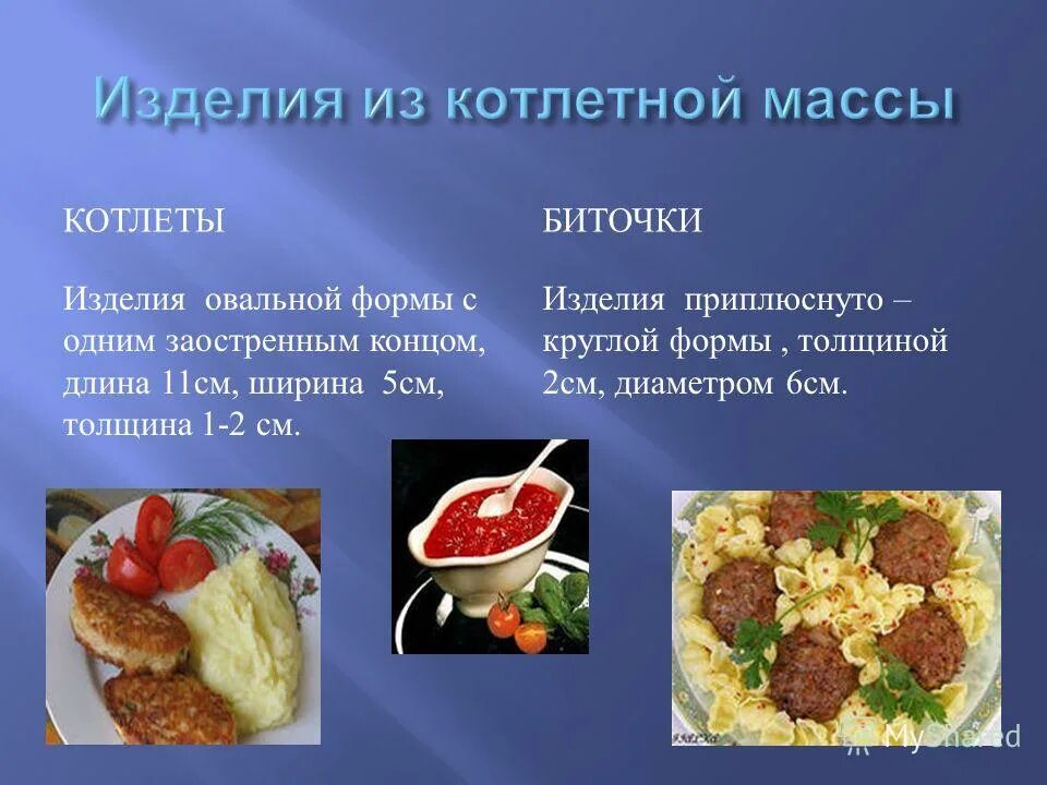 Изделия из котлетной массы