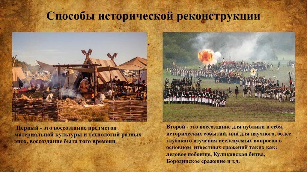 Значение реконструкции. Историческая реконструкция презентация. методы исторических реконструкций. проблемы исторической реконструкции. презентация на тему историческая реконструкция.