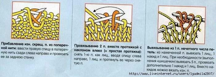 Две вместе изнаночной влево. Прибавление изнаночной скрещенной петли. две петли вместе изнаночной скрещенной. прибавить из протяжки 1 изнаночную петлю. добавление петли из протяжки.