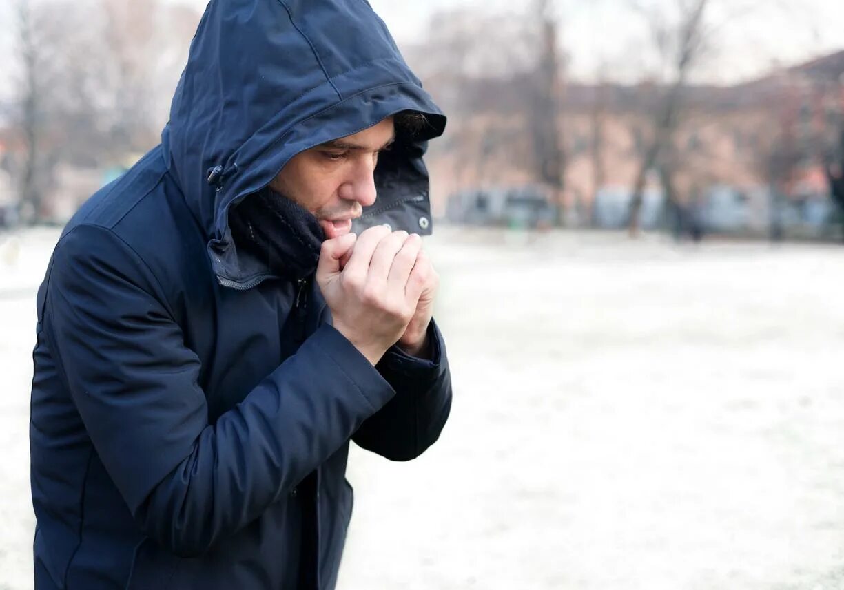 Warming with cold weather. Cold man. im cold. people don&#039;t like cold weather.