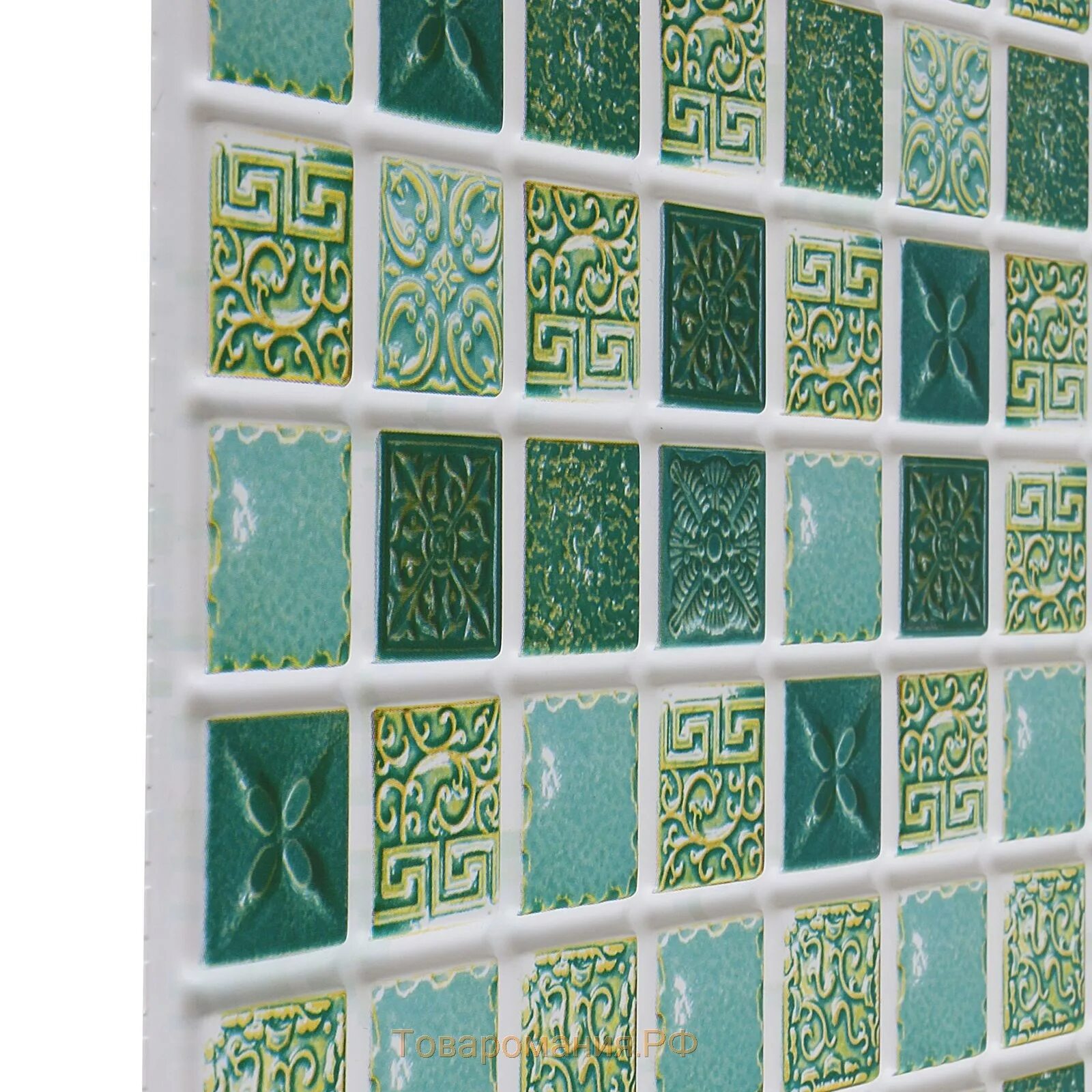 Панель ПВХ мозаика Прованс. Мозаика лазурь ПВХ 485х960мм панель. Листовые панели для ванной. Пластиковая плитка для стен. Панель пвх зеленая