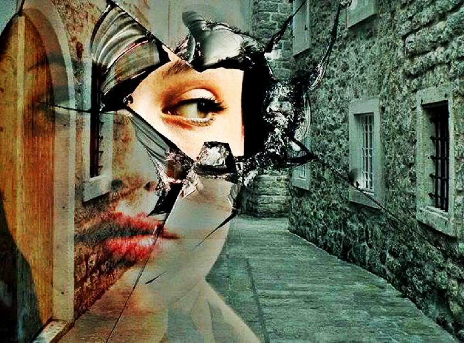 Отражение в зеркале сюрреализм. Лицо в разбитом зеркале. Сюрреализм маски. Глаз в разбитом зеркале. Разбитые отражения фф