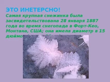 Какой диаметр имела самая большая снежинка