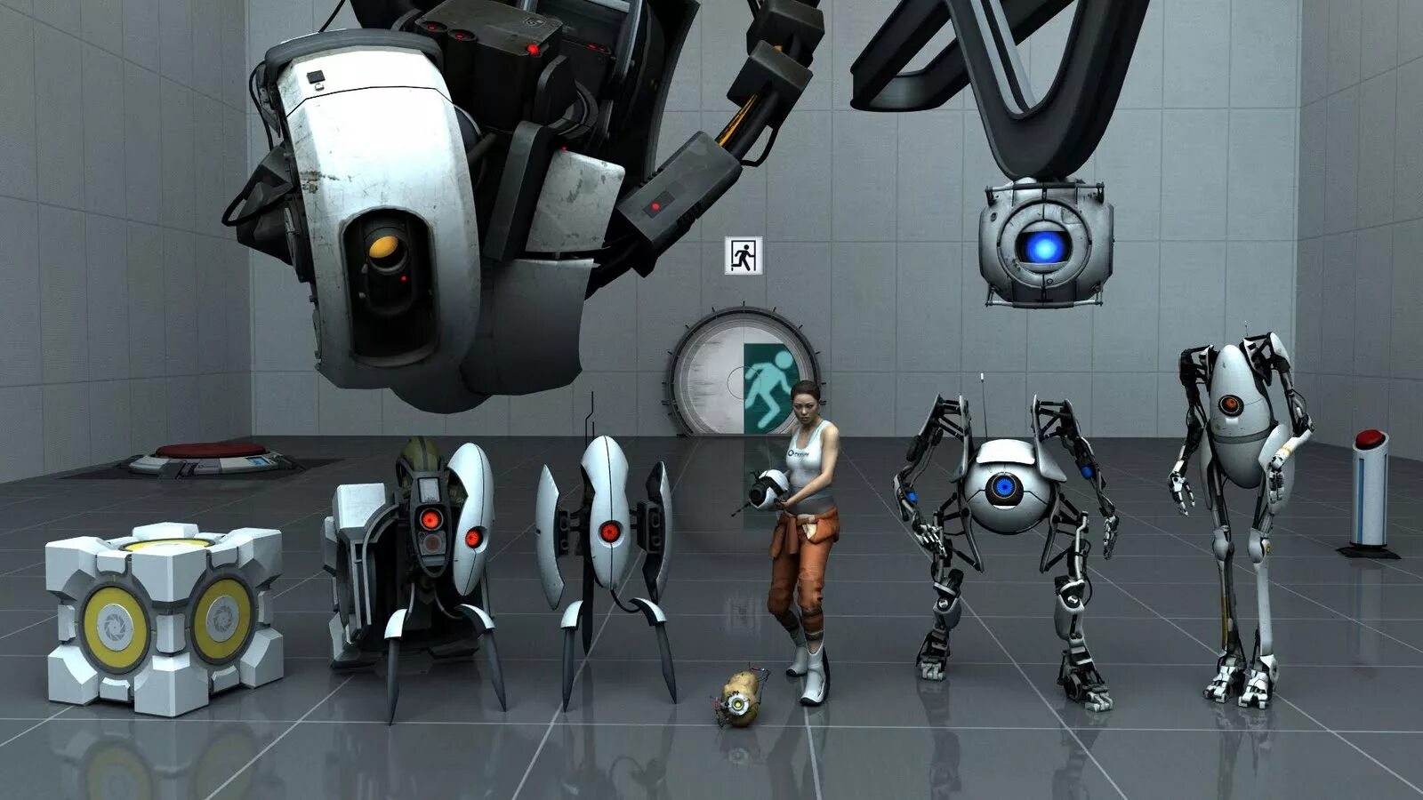 Игра два робота. Игра Portal 2. ГЛАДОС портал 2 робот. ГЛАДОС И Уитли. Портал 2 Уитли босс.