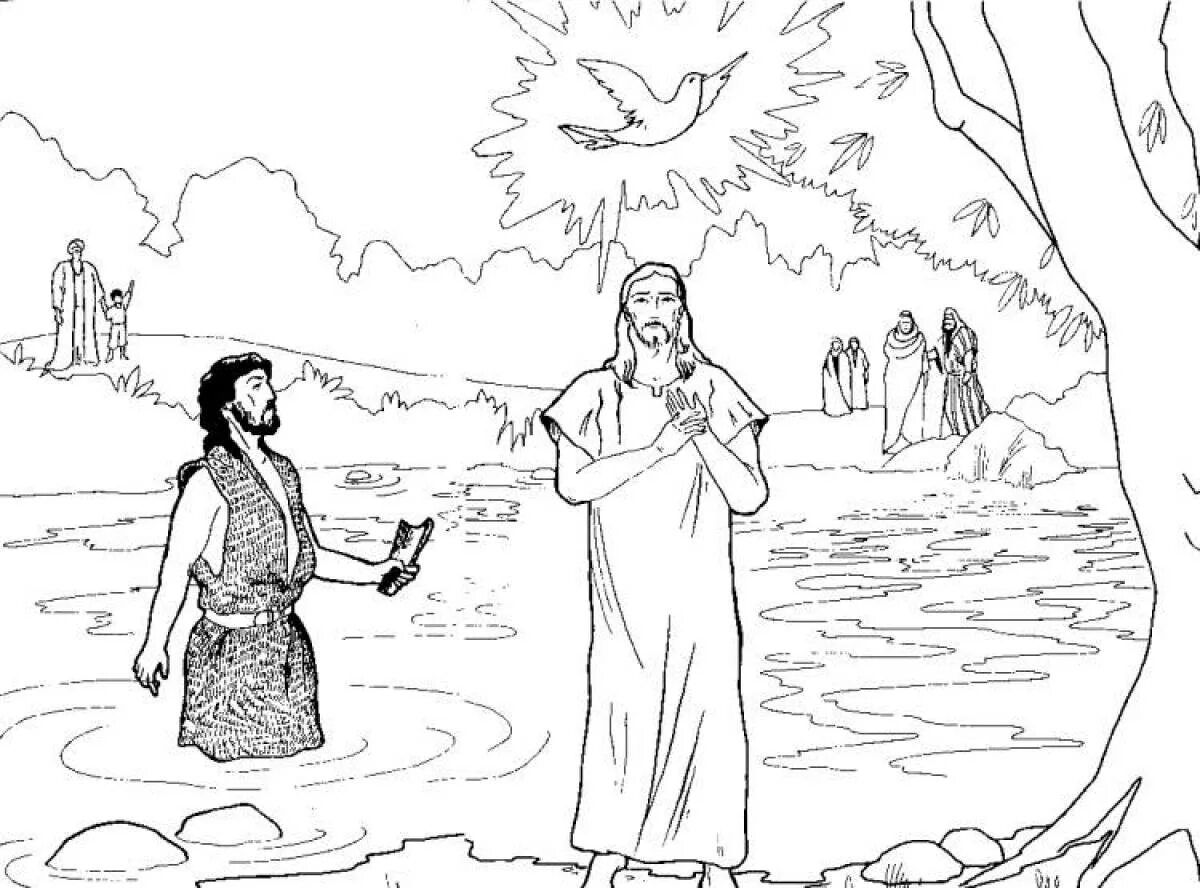 Раскраски на крещение для детей распечатать Christmas Baptism Of Jesus Coloring Pages : Best Place to Color Jesus coloring p