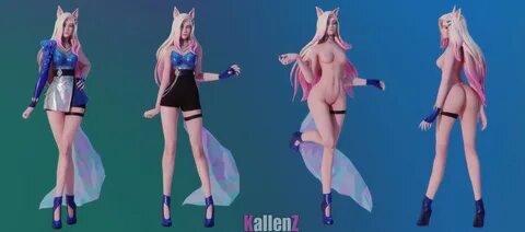 kallenz, ahri, kda ahri, kda series, league of legends, 3d, blender, 1gir...