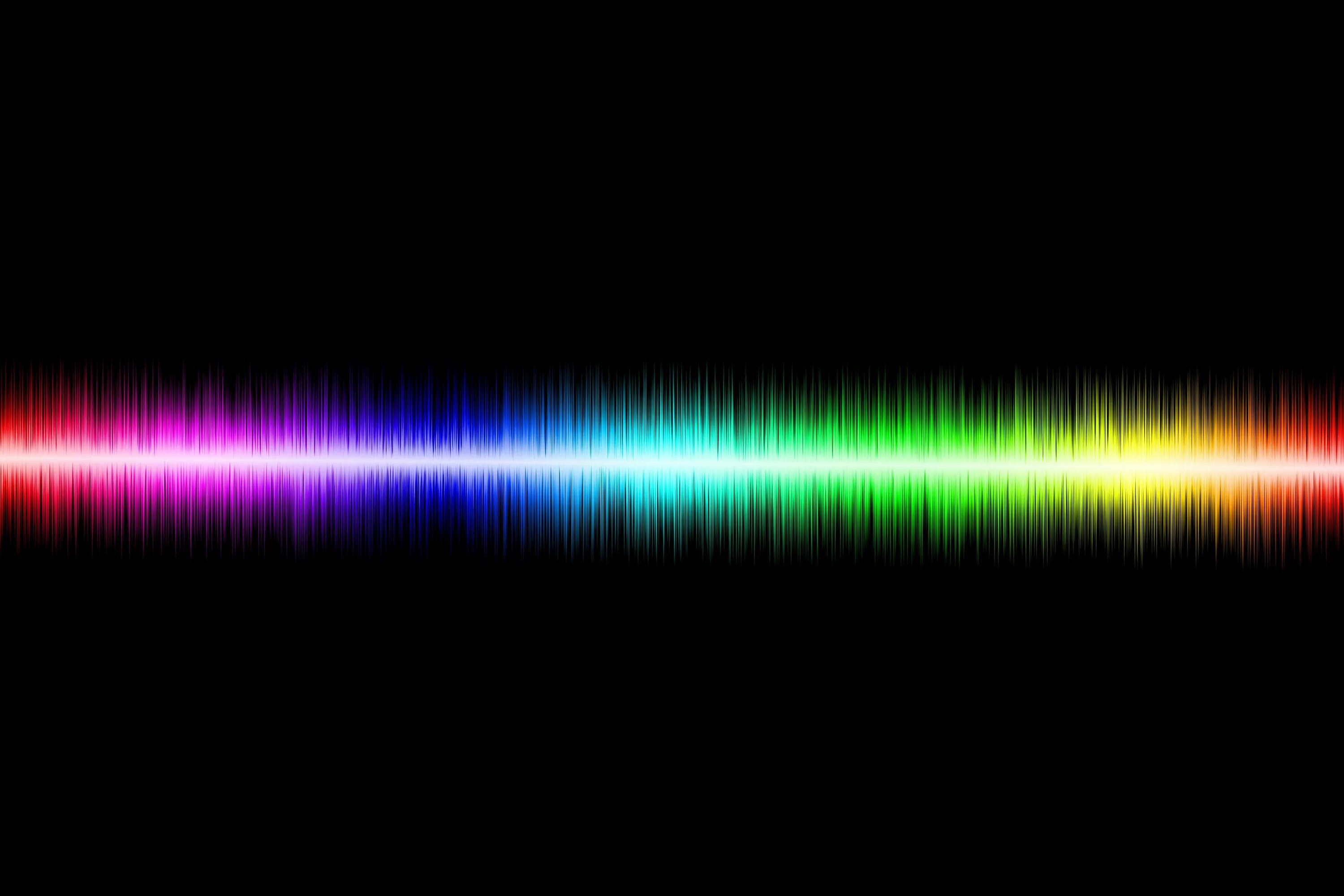 Музыка снизу. Неоновые линии. Звуковая волна. Разноцветные линии. Красивая полоска.