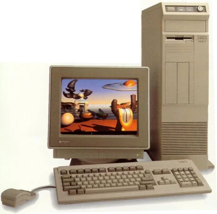 T 1990. Amiga 3000. IBM Computer 1990. Старый компьютер. Старинный компьютер.