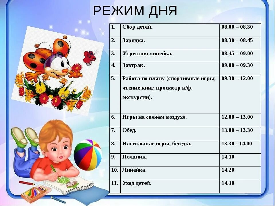 Режим ребенка 7 лет дома