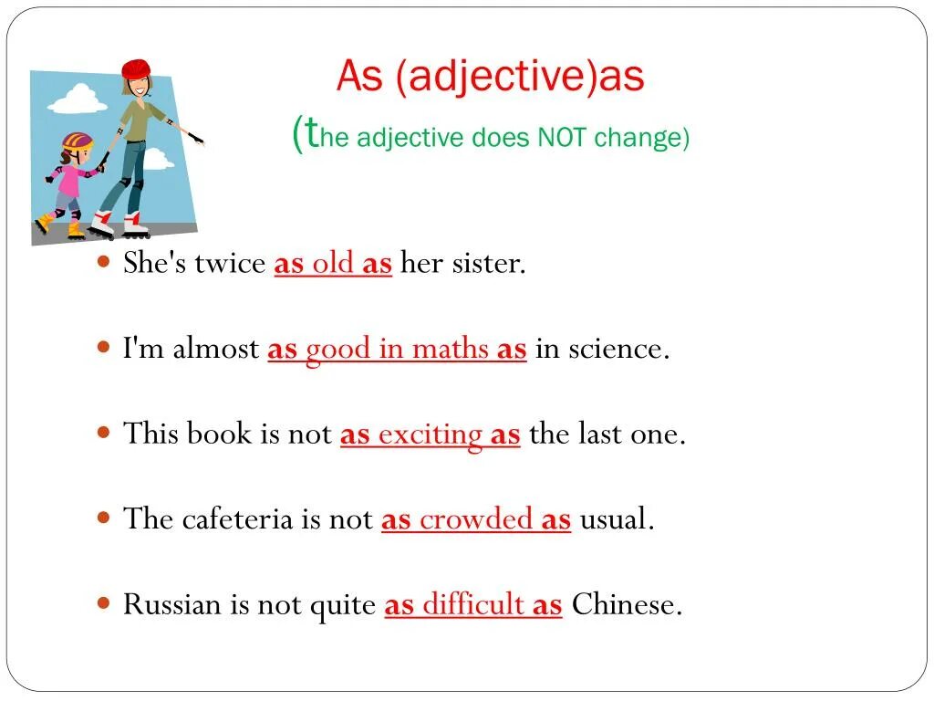 As в сравнительной степени. Предложения с конструкцией as as. Сравнительные предложения с as. Сравнительная степень английский as. Adjective предложения