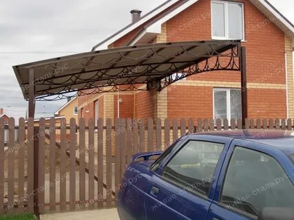 Односкатный навес из металлочерепицы