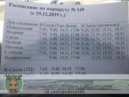 Расписание электричек верхняя салда нижняя салда