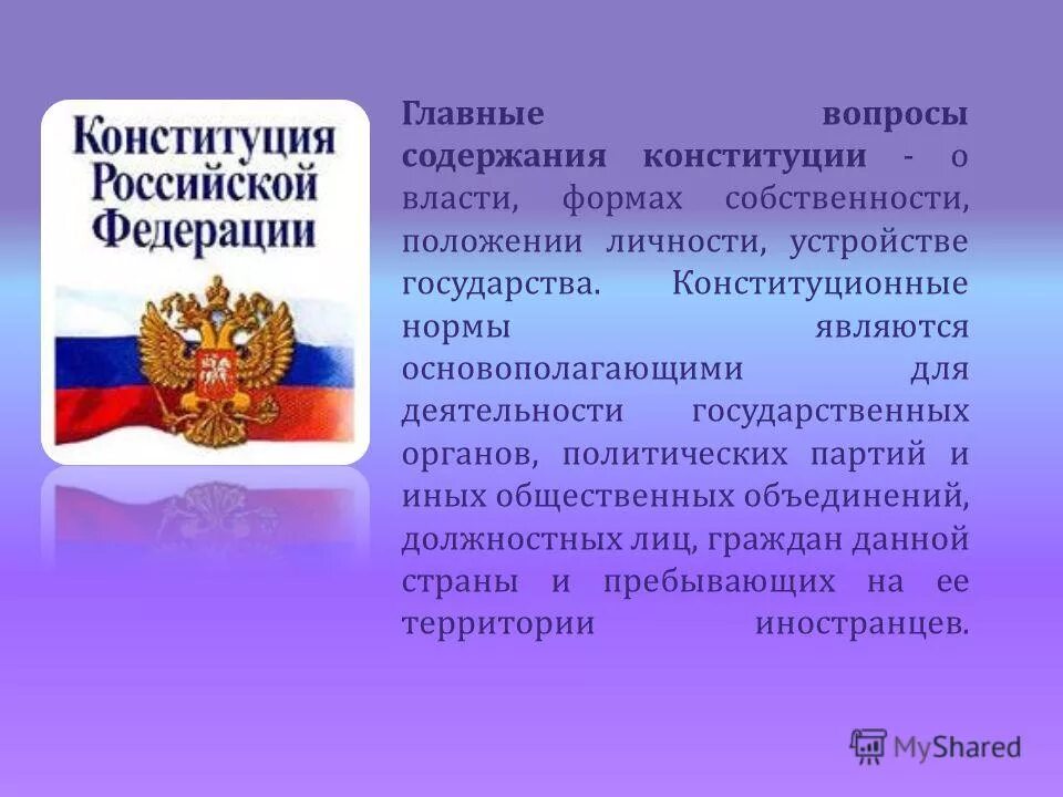 Конституция рф основные вопросы