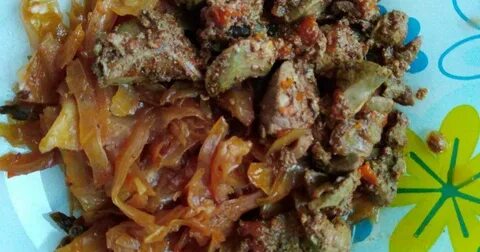 Печень с капустой