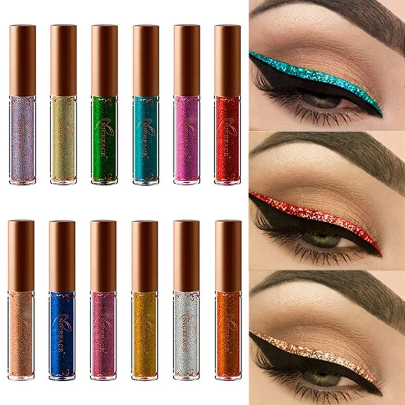 Жидкие тени купить. HANDAIYAN подводка 24. Kiss Beauty Eyeliner Matte Color цветная подводка. Тени карандаш глиттер для век. Косметика ISCREAM блестящая подводка.