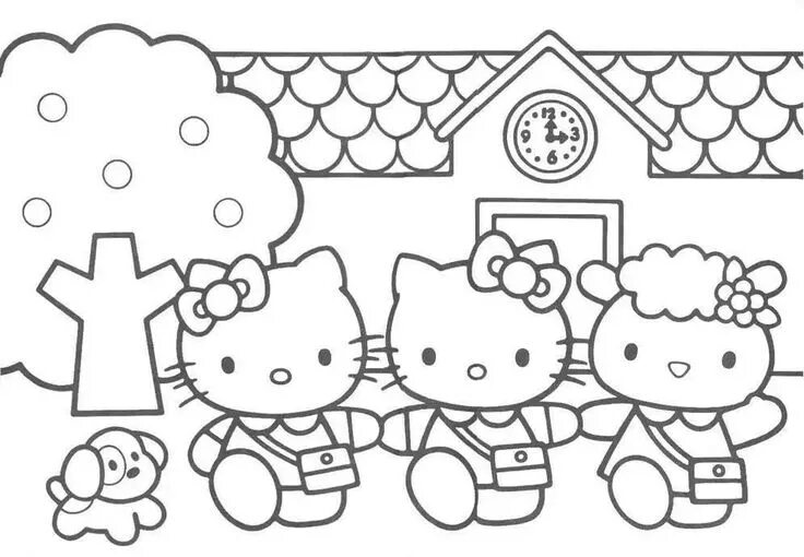 Раскраски для детей хелло китти распечатать Cute Hello Kitty Coloring Pages PDF Idea for Girl  Hello kit