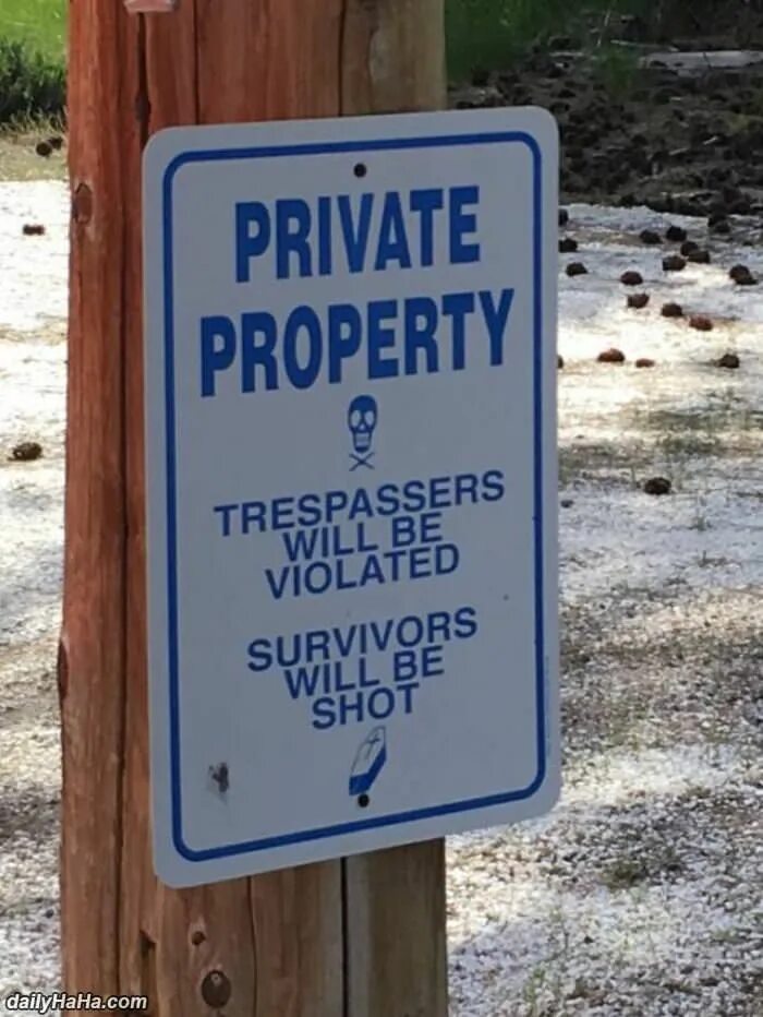 Private property. Private property sign. Trespassers will.