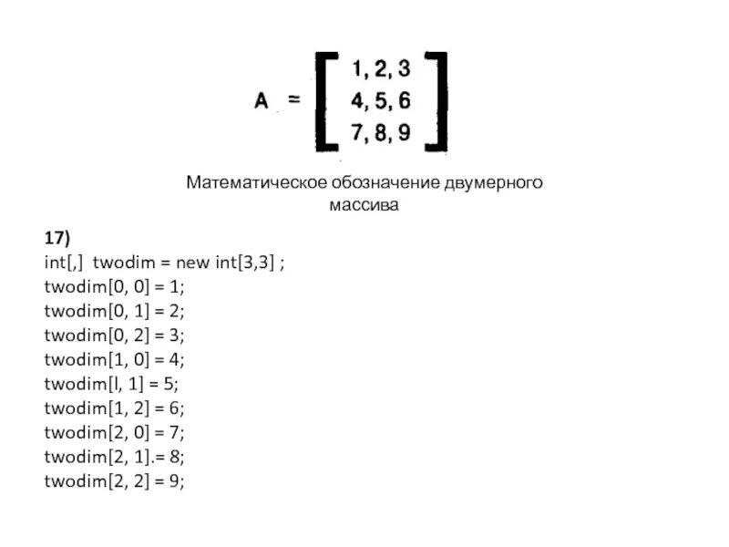Как обозначается массив. Обозначение массива.