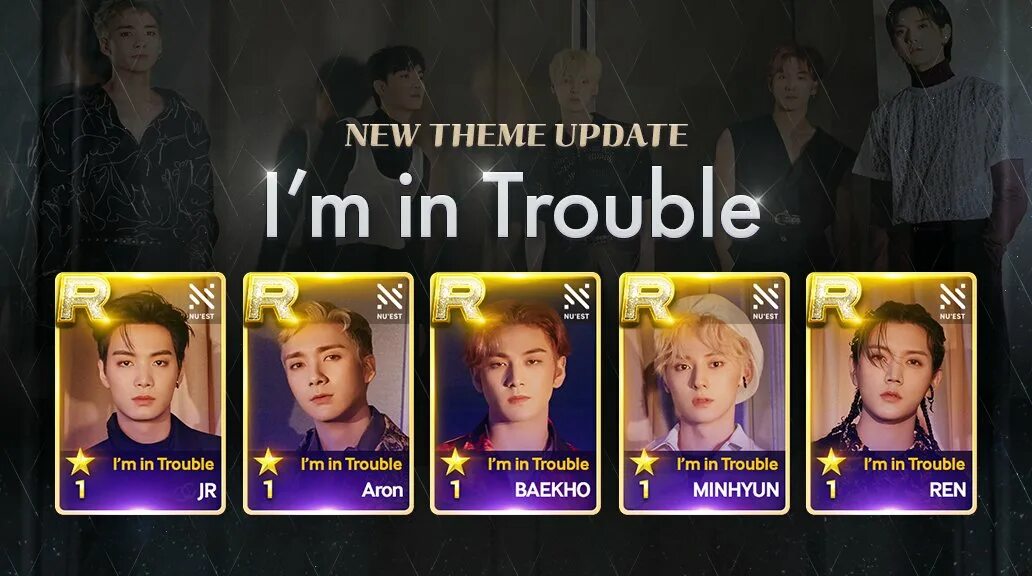 Est new. Nu est im in Trouble. Nuest im in Trouble era. Superstar nu'est Photocard.