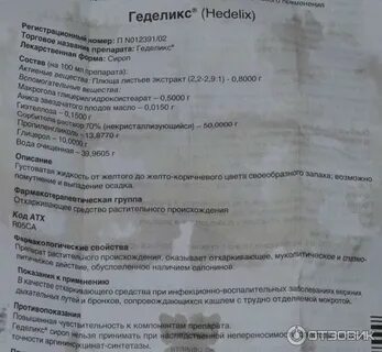 Геделикс капли инструкция по применению